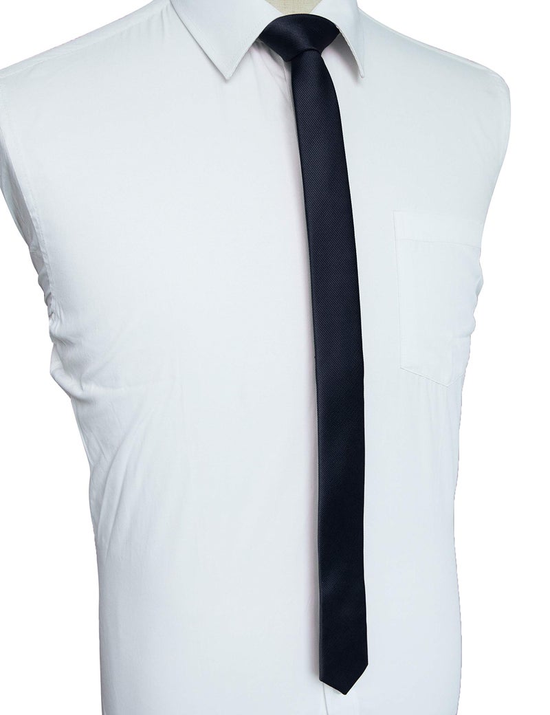 JEMYGINS 1.58" Navy Tie Silk Skinny Ties for Men Slim Necktie(4cm) - Image 2